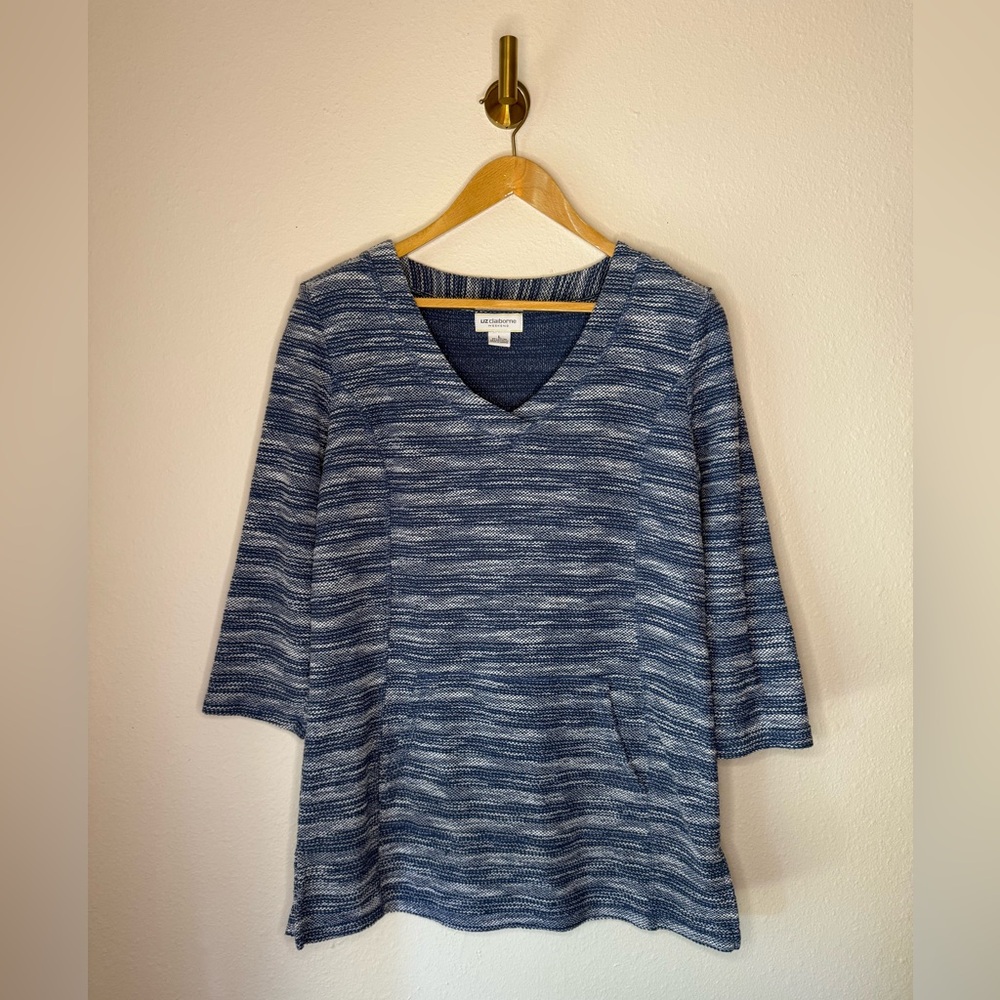 Liz Claiborne Blue 3/4 Sleeve Tunic size L